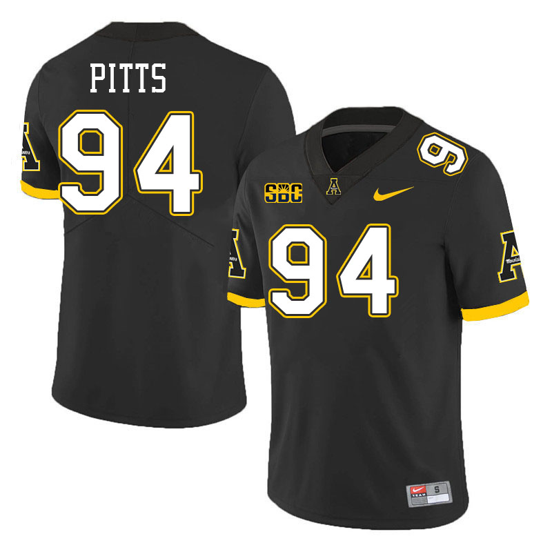 Appalachian State Mountaineers #94 Caleb Pitts College Football Jerseys Stitched-Black Appalachian State Mountaineers #94 Caleb Pitts College Football Jerseys Stitched-Black